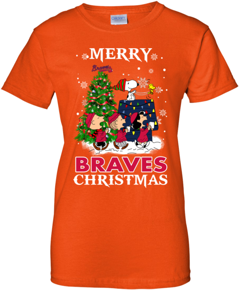 Merry Atlanta Braves Christmas Snoopy Ugly Sweater - Shirt (1024x1024), Png Download