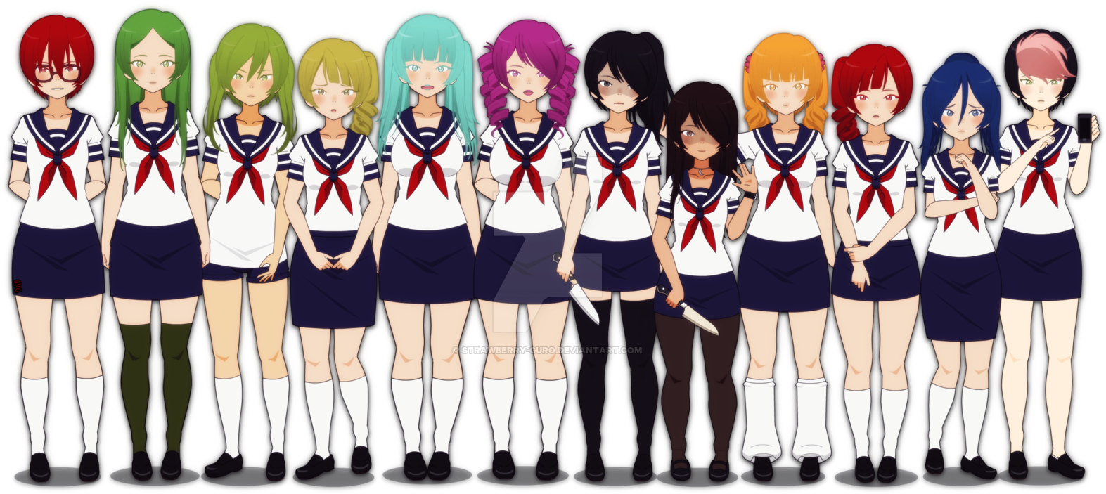 Yandere Simulator / Thedollsgarden - Yandere Chan Simulator Characters (1599x808), Png Download