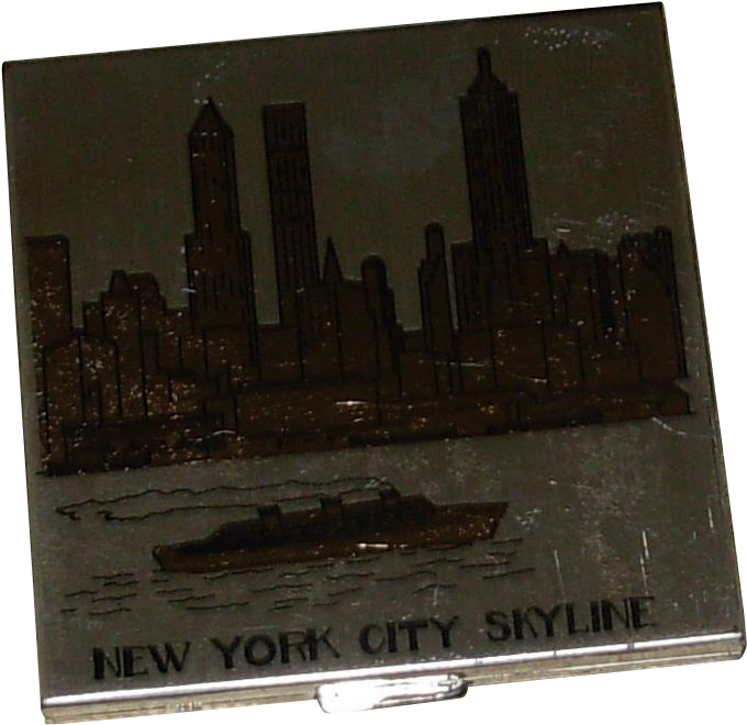 Vintage New York Skyline Ladies Powder Compact By Pilcher - Skyscraper (679x679), Png Download