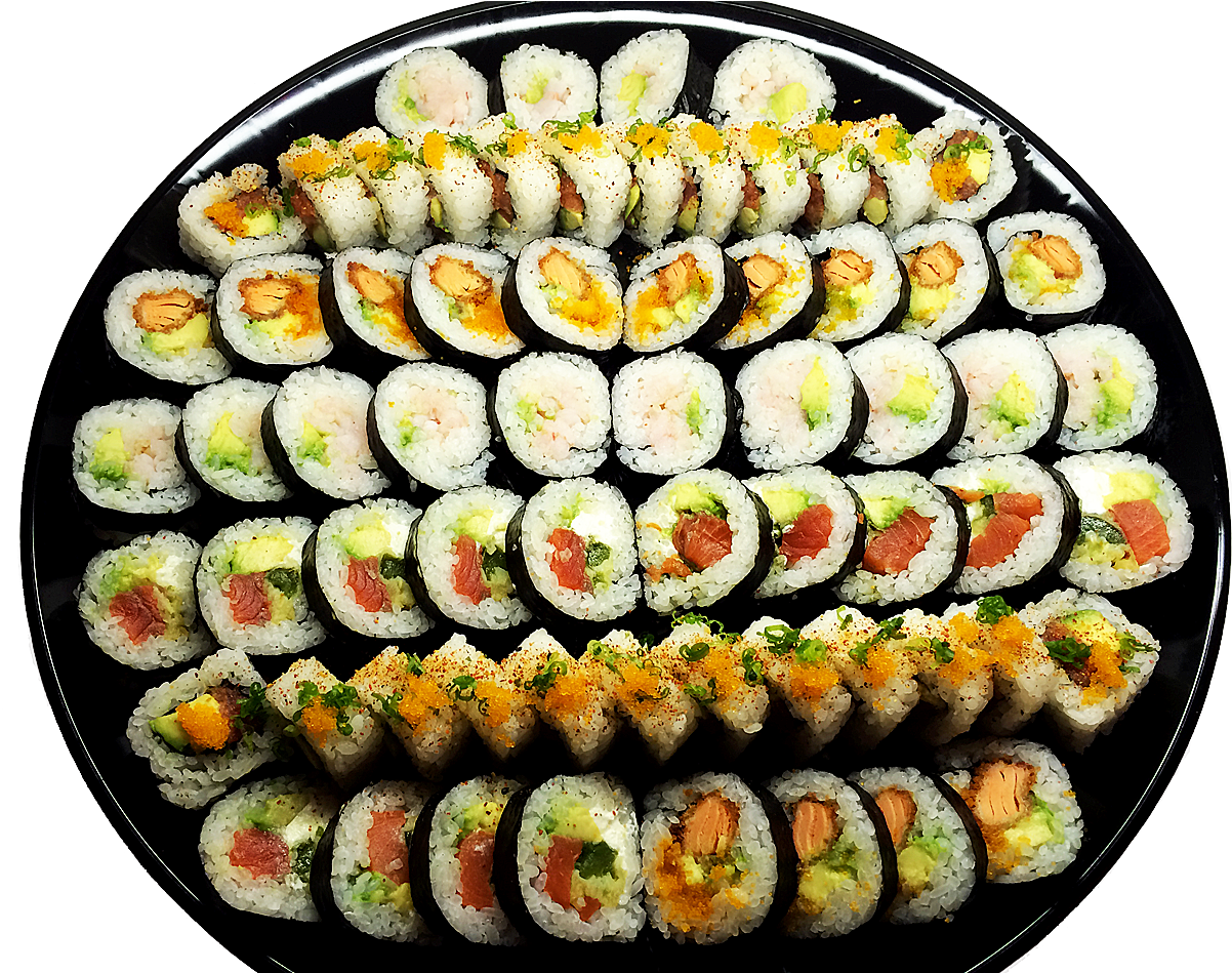 Platter Sushi Rolls On The Menu (1264x948), Png Download