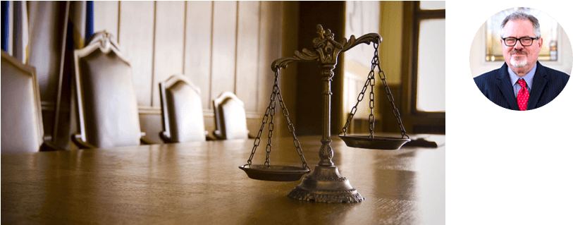 Law Scale On Top Of The Table Inside Court Office - Lawyer (950x350), Png Download