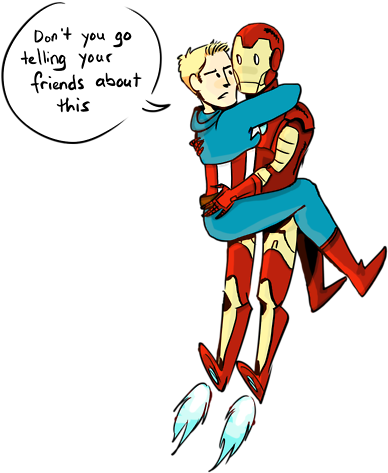 Awkward Flying Positions - Steve And Tony Flying (500x707), Png Download
