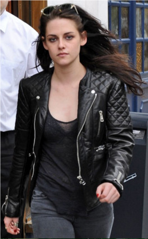 Kristen Stewart Balenciaga Quilted Biker Jacket - Kristen Stewart In Leathers (800x800), Png Download