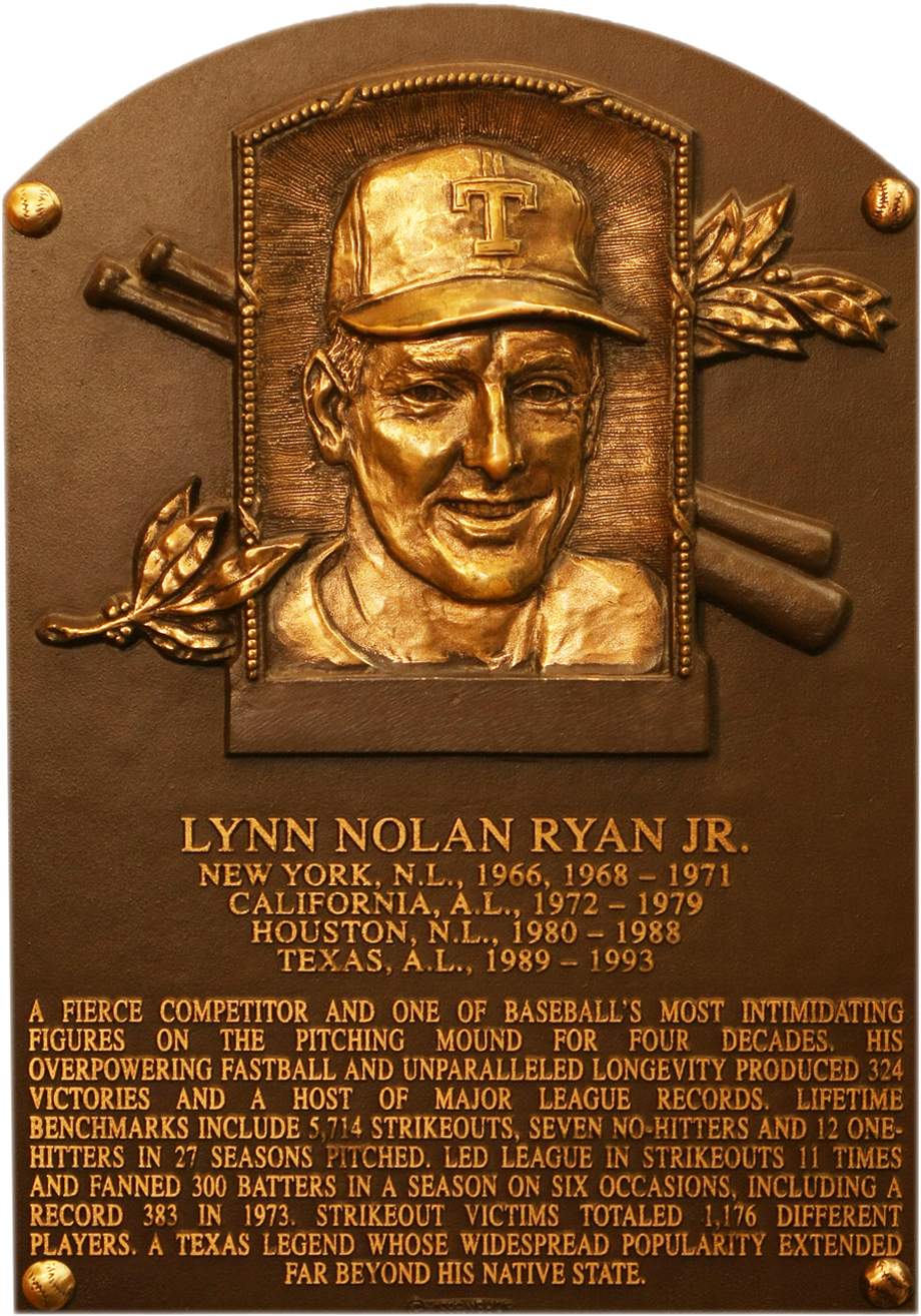 Nolan Ryan Hall Of Fame Plaque (1000x1400), Png Download