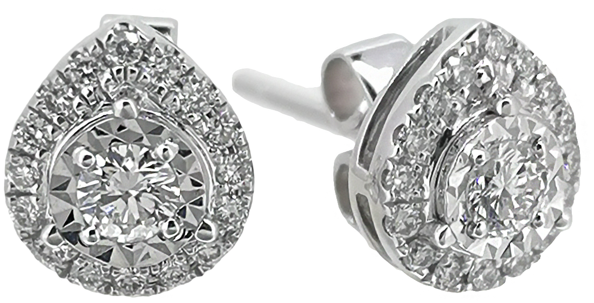 Sale - Diamond Heart Earring Studs (1556x1556), Png Download