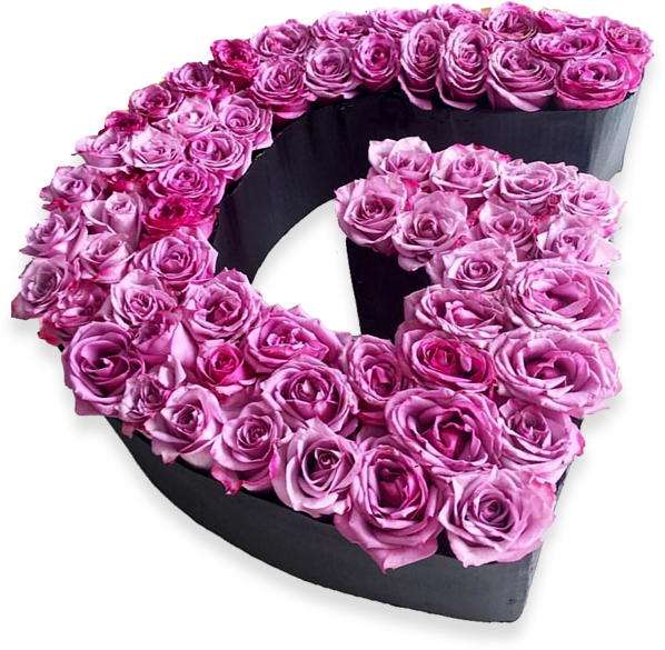 Caja De Letra Con Rosas Lila - Caja De Flores En Forma De Letra (600x600), Png Download