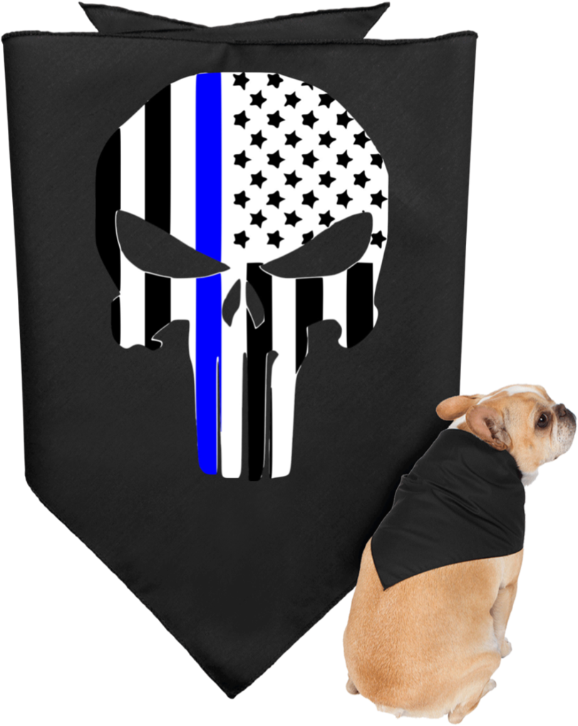 Thin Blue Line Skull Doggie Bandana - Kerchief (1024x1024), Png Download