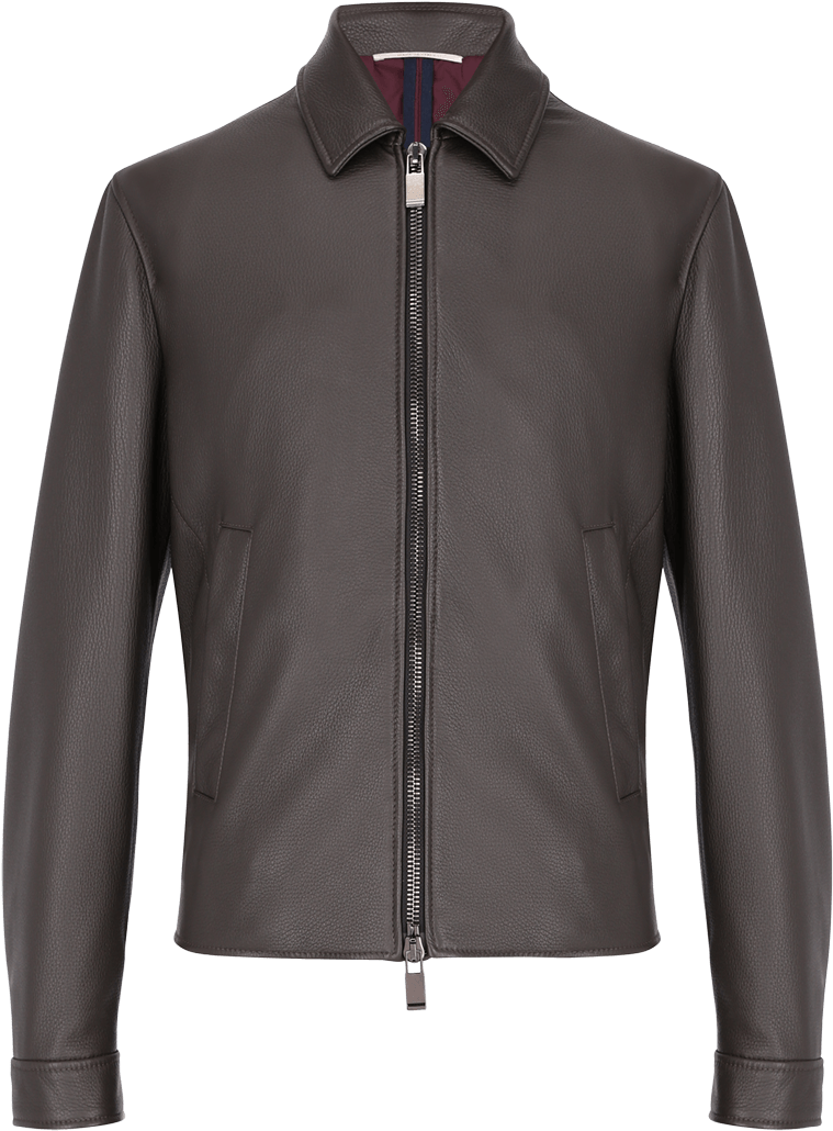 Moss Green Zipped Deer Leather Jacket - Jacket (960x1440), Png Download