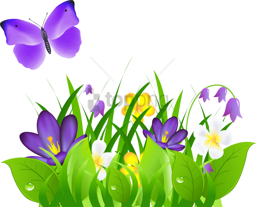 Free Png Download Butterfly With Flowers Png Images - Free Clip Art Butterflies And Flowers (850x687), Png Download