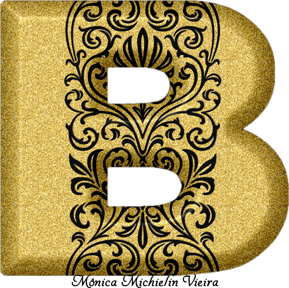 Alfabeto Glitter Dourado Com Ornamentos Png, Glitter - Wedding Invitation (1000x1000), Png Download