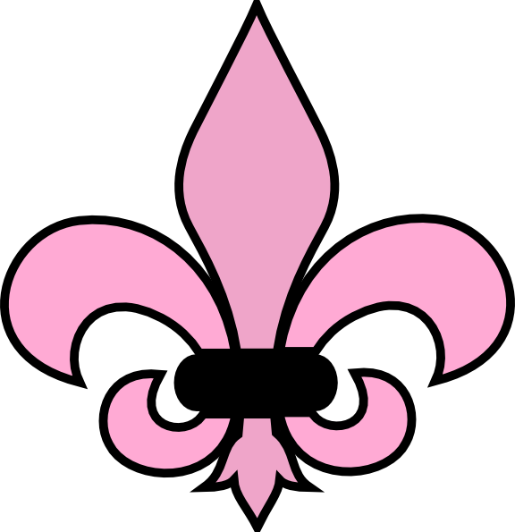 Pink Flower Clipart Girly Flower - Mardi Gra Clip Art Black And White (576x595), Png Download