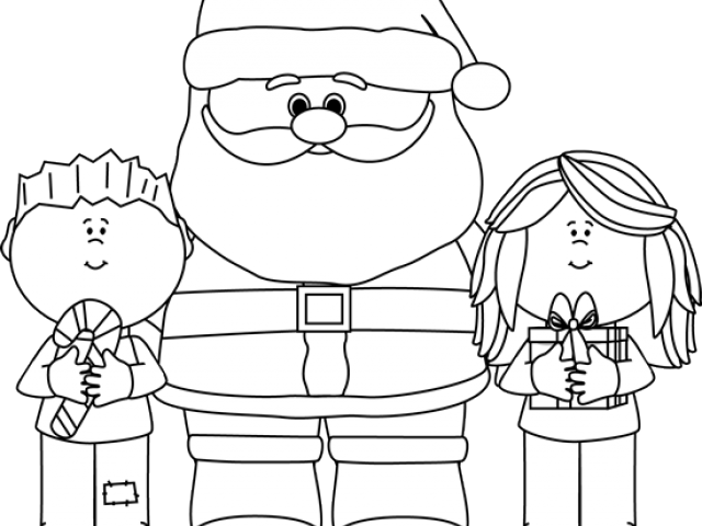 Santa Clipart Black And White - Colour By Addition Christmas (640x480), Png Download