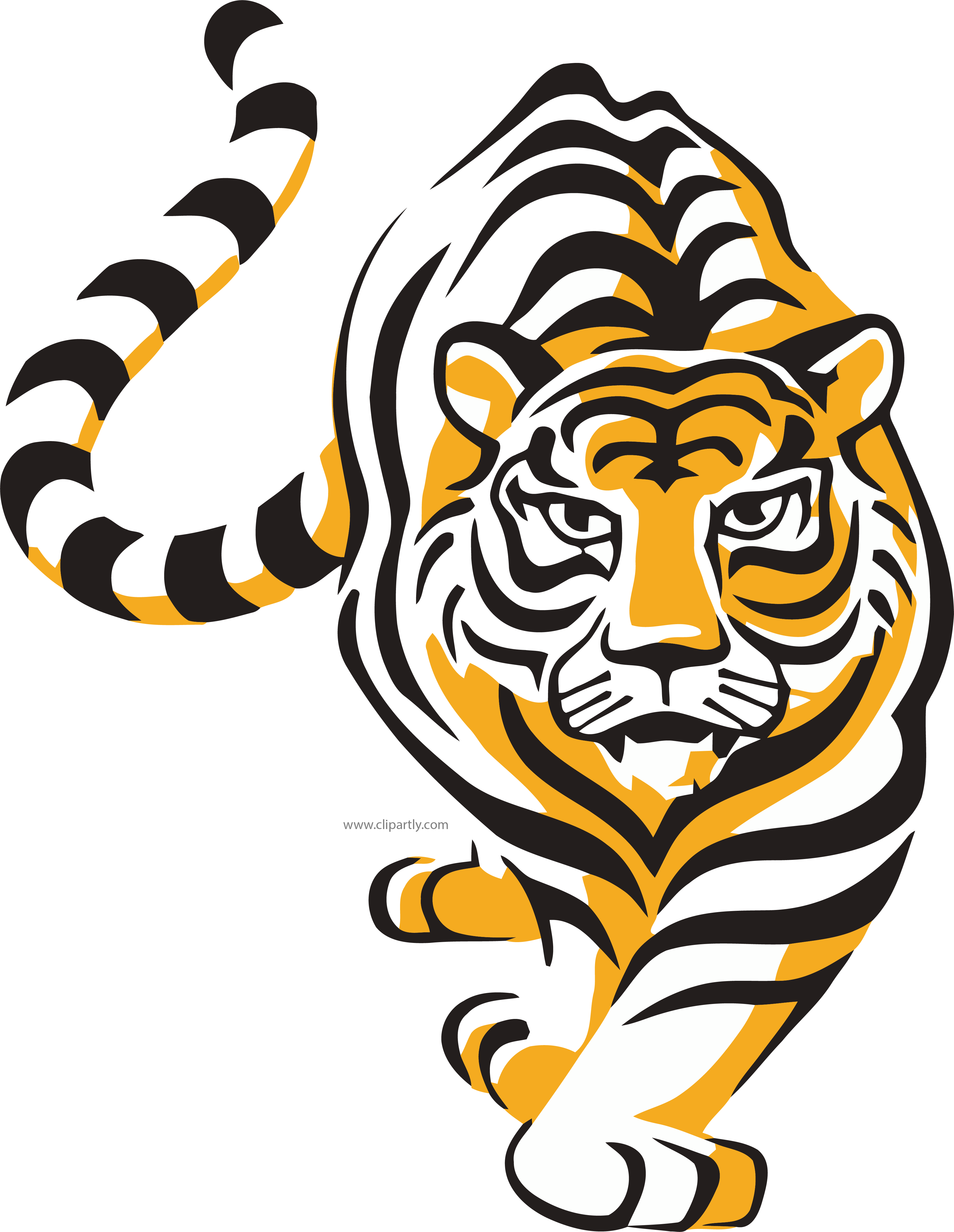Walking Wild Tiger Clipart Png - Tiger Walking Clip Art (3503x4522), Png Download