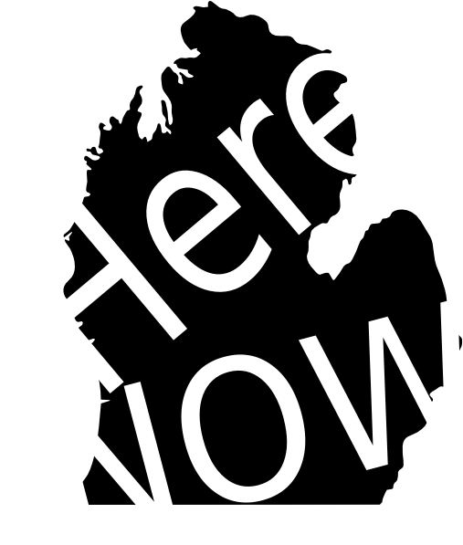 Michigan Silhouette "here Now" Clip Art - Illustration (540x596), Png Download