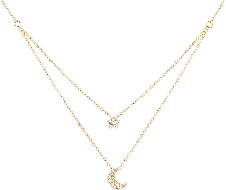 Zegl Fashion Double Layer Necklace With Shining Star - Locket (800x800), Png Download