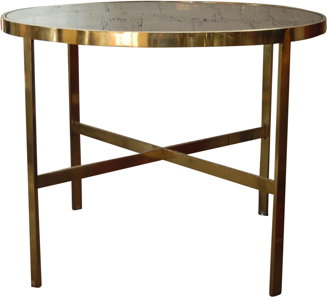 Vintage Aged Brass Dining Cafe Table On Chairish - Coffee Table (1496x2256), Png Download