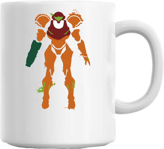 Samus Aran Splattery Mug - White Coffee Mug (629x579), Png Download