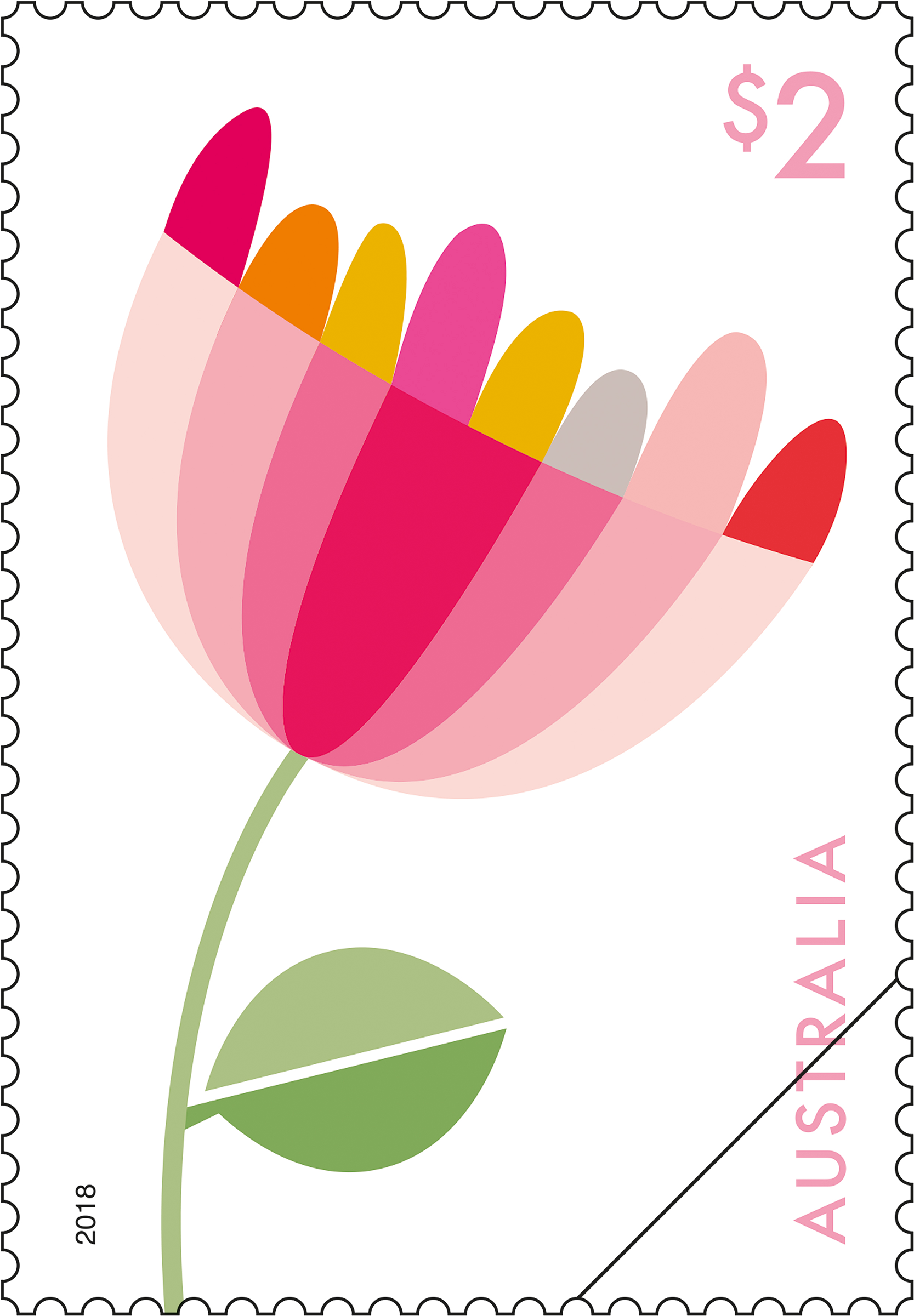 $2 Love Flower Stamp - Postage Stamp (2400x2400), Png Download