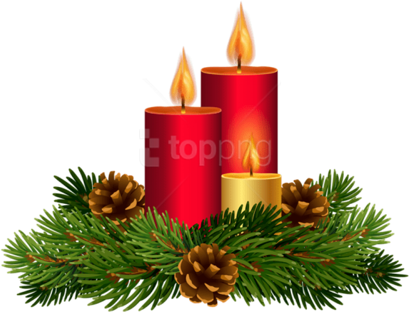 Free Png Christmas Candle Decor Transparent Png - Free Christmas Red Candle Transparent (850x646), Png Download