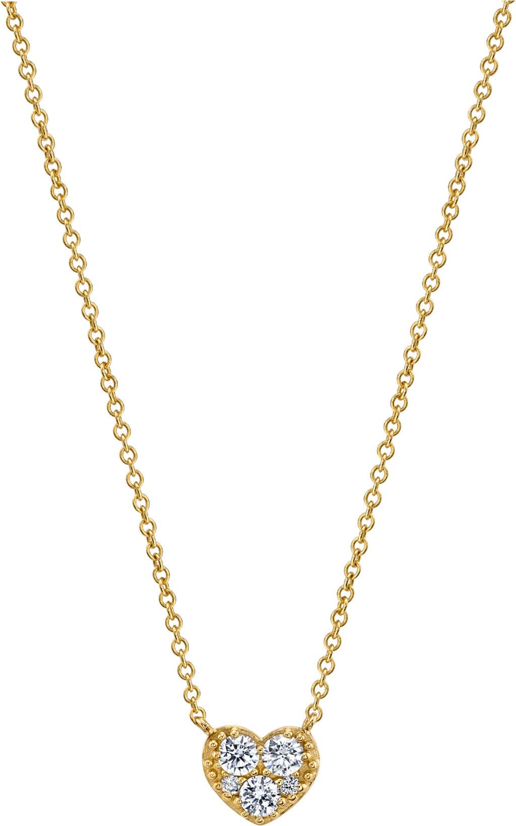 Three Diamond Heart Necklace - Gold Rose Pendant Necklace (1800x1800), Png Download
