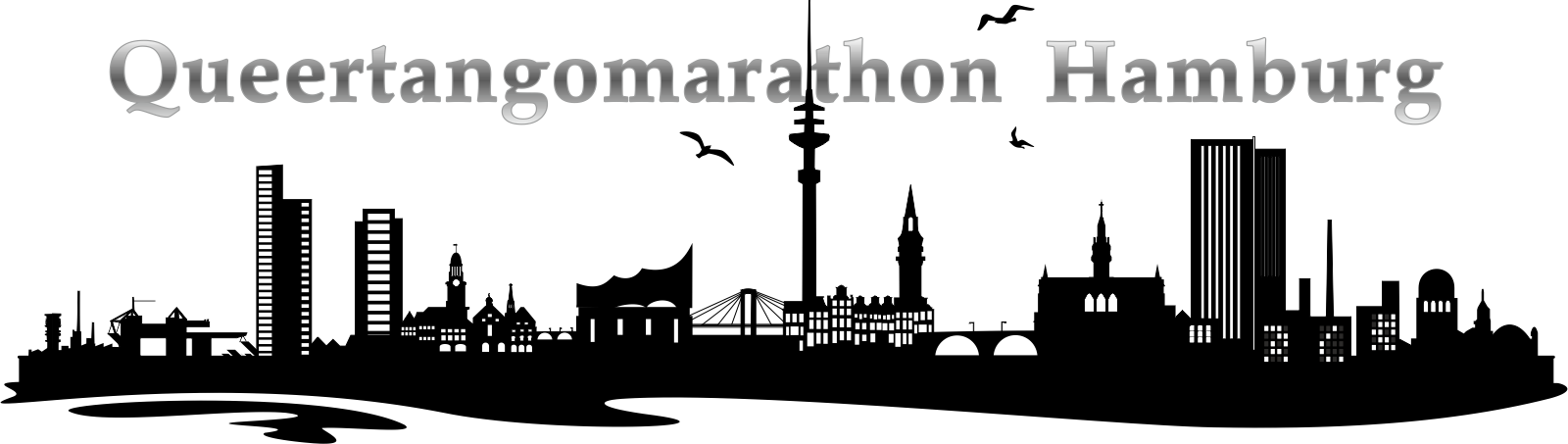 Queertango Hamburg Marathon - Skyline Hamburg Auf Leinwand (1600x453), Png Download
