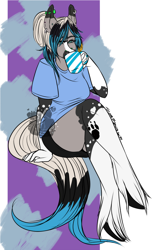 Getting Through My Mornings [commission] By Tifadoesart - Cartoon (600x950), Png Download