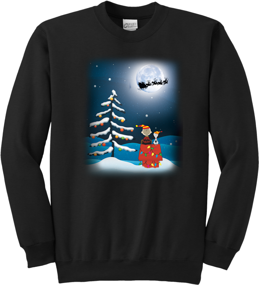 Charlie Brown And Snoopy Christmas Night Light T Shirt - Christmas (1024x1024), Png Download