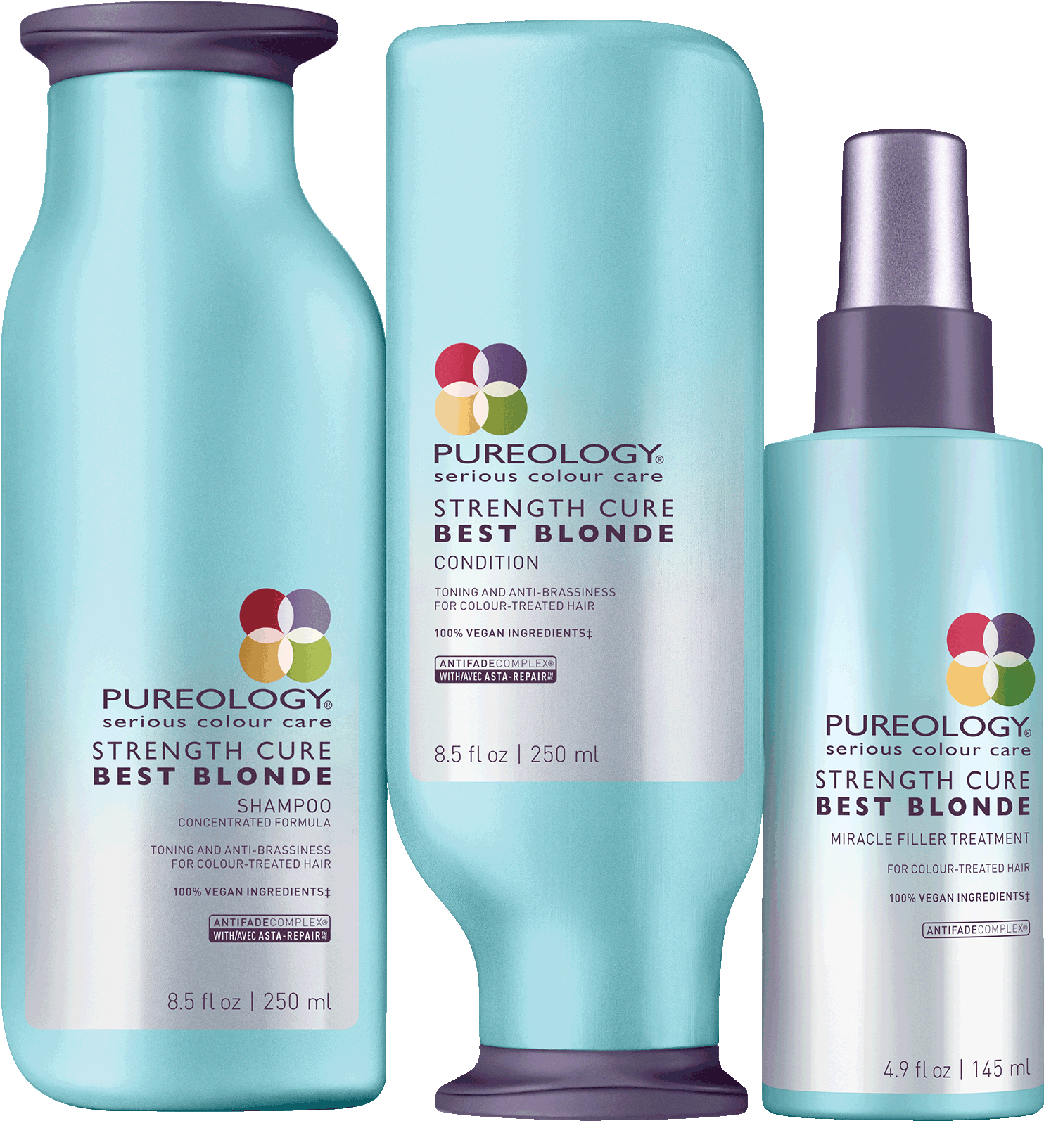 Pureology Strengthe Cure Best Blonde 3-step Hair Care - Pureology Clean Volume Shampoo 250ml - Clean Volume (1536x1800), Png Download