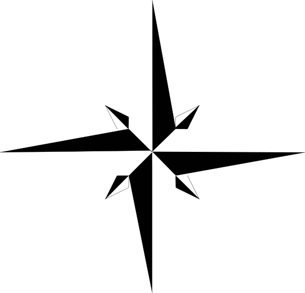 Compass Rose Black And White Vector (600x577), Png Download
