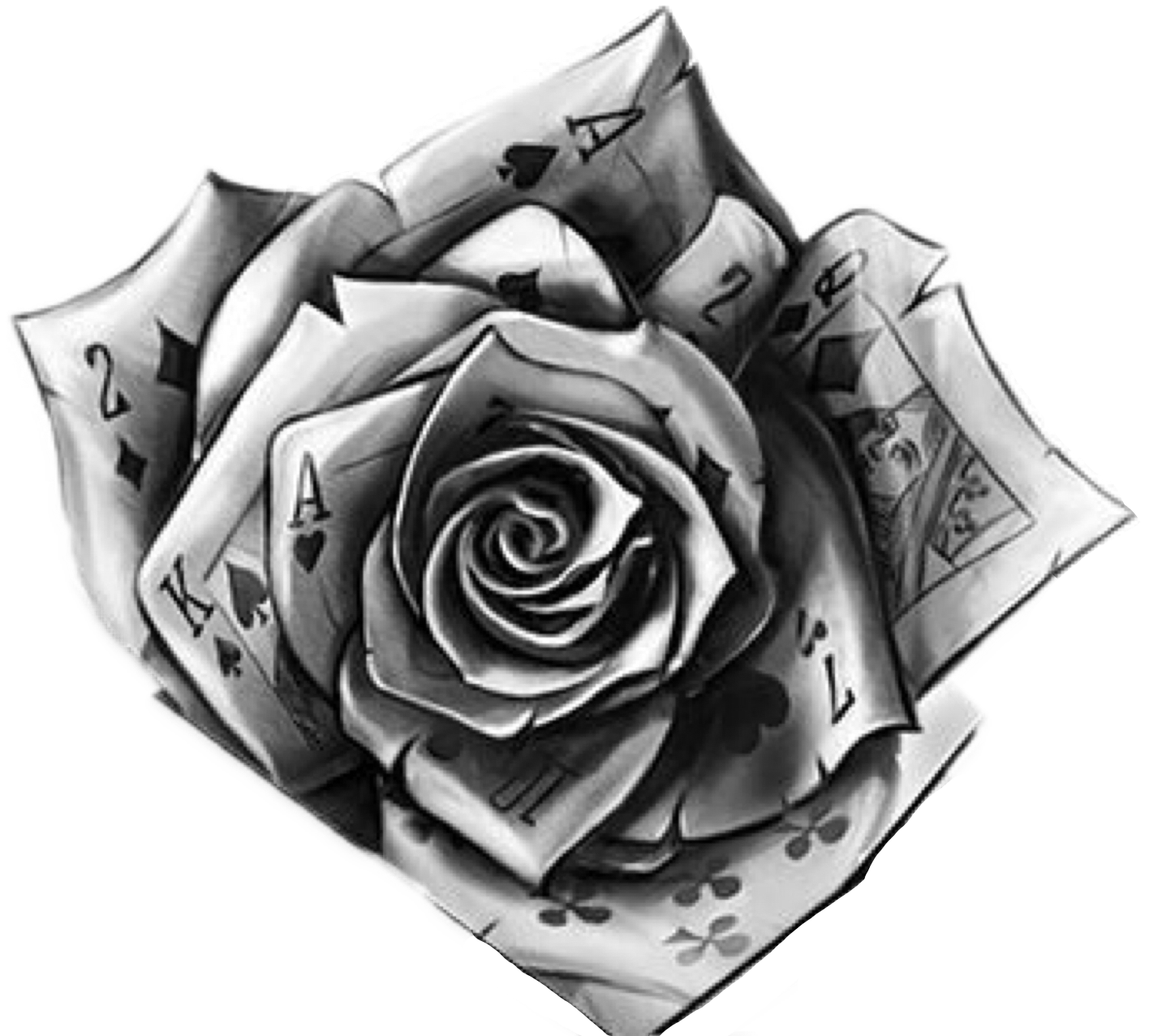 Clipart Freeuse Stock Vegas Card Tattoo Finally - Rose Playing Cards Tattoo (1432x1277), Png Download