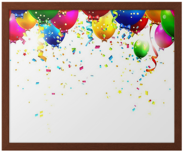 Colorful Birthday Balloons And Confetti - Birthday Balloon Border Vertical (400x400), Png Download