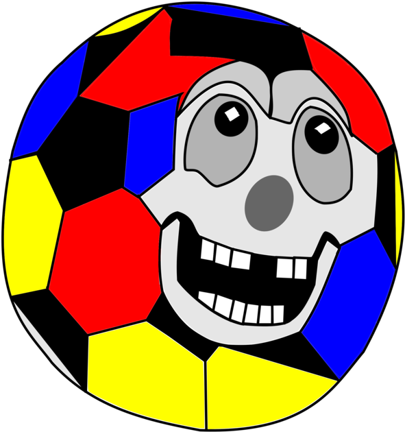Football Beach Ball Golf Balls - Cafepress Cartoon Soccer Ball Face Tile Coaster (1093x750), Png Download