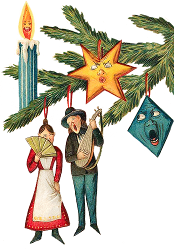 Singing Christmas Tree Decorations - Vintage Wunderliche Weihnachtsgruß-karte Karte (348x500), Png Download