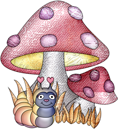 Svg Free Download Dessins Champignons Mushrooms Pinterest - Cartoon Caterpillar With Mushroom (443x500), Png Download