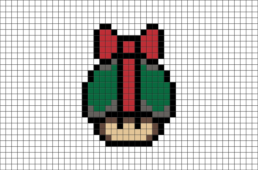 Mario Mushroom Christmas Pixel Art (880x581), Png Download