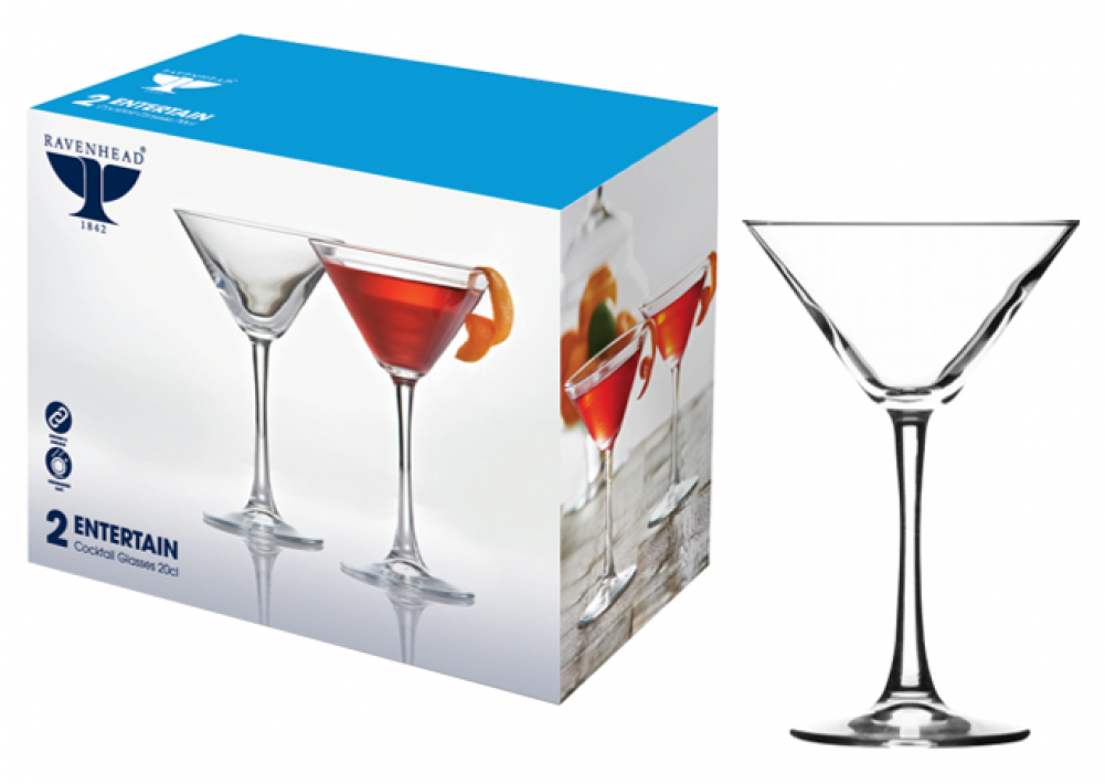 Essentials Cocktail Martini Glasses X 2 - 42cl Entertain Set Of 2 Cocktail Glasses Barware Dishwasher (1000x1000), Png Download