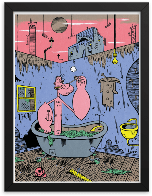 Popeye In Underworld Framed Print - Illustration (1000x1000), Png Download