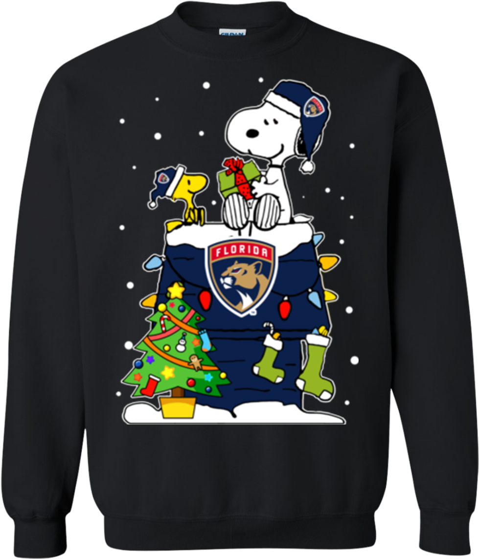 Florida Panthers Ugly Christmas Sweaters Snoopy Hoodies - Dallas Cowboys Christmas T Shirt (1155x1155), Png Download