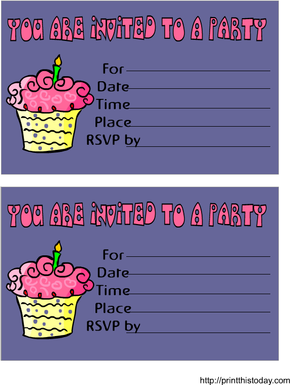 Cute Cup Cake Birthday Invitation Printable - Printable Birthday Invitations (612x792), Png Download