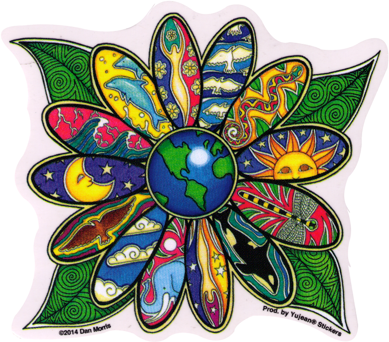Earth Blossom Window Sticker Decal 4 5 X 4 5 Peace - Coexist Car Window Decal (800x715), Png Download