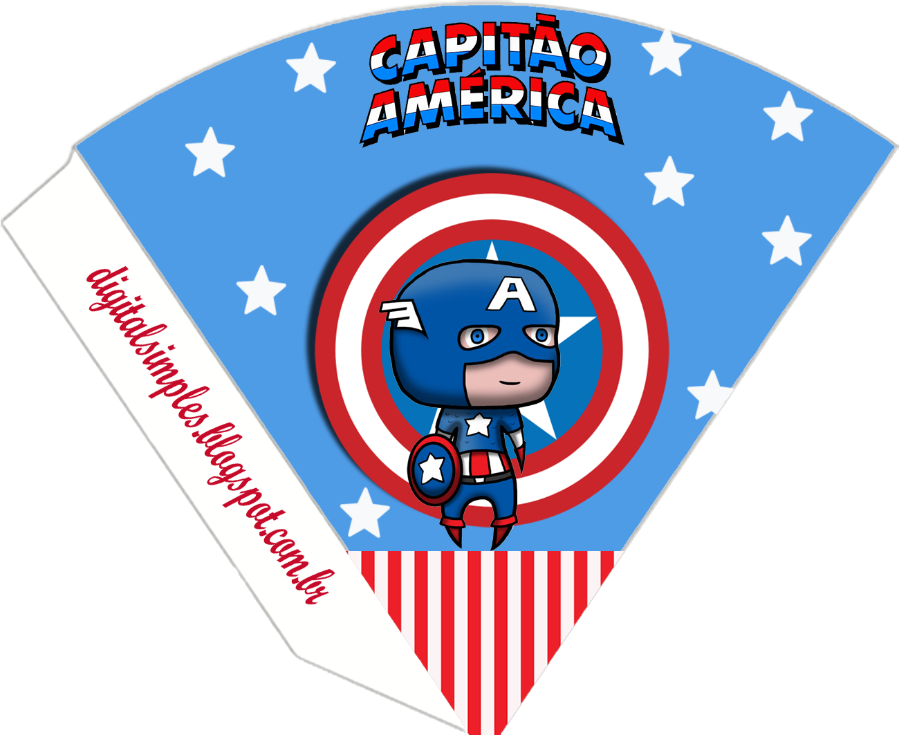 Captain America Free Printable Cones - Capitão América (1300x1063), Png Download