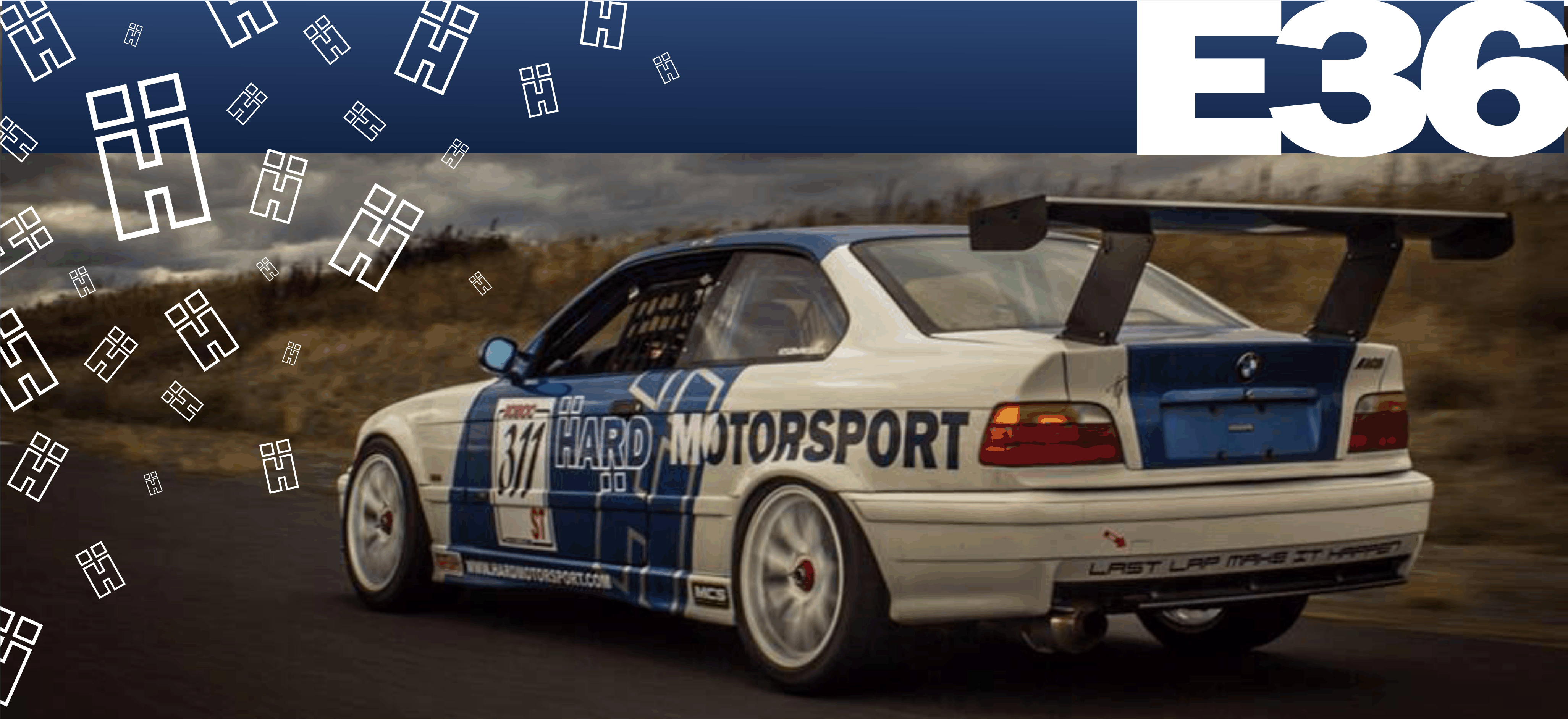 Bmw E36 Racing Race Car Becauseracecar Track Parts - Bmw E36 Race Wing (4121x1888), Png Download