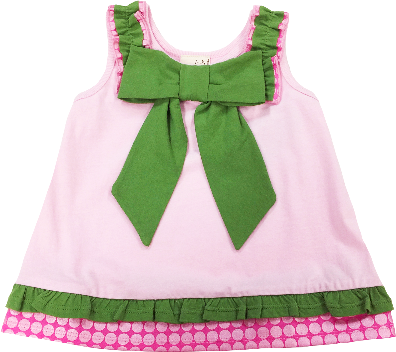 Pink Tank With Large Green Bow (1350x1350), Png Download