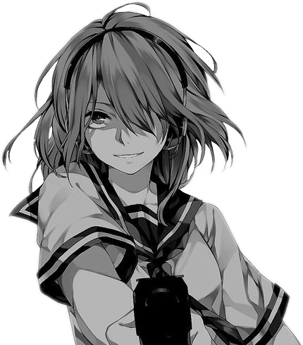 #anime #animegirl #fight #yandere #psycho #yanderechan - Anime Girl Black And White With Gun (430x490), Png Download