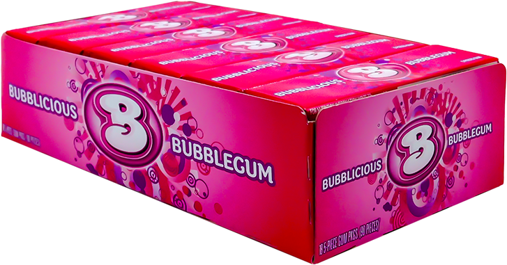 Bubblicious Bubblegum 18 Pack - Box (800x600), Png Download