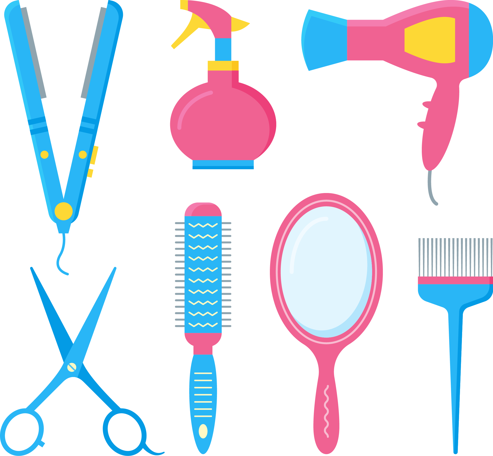 Comb Hairdresser Barbershop Hair Dryer Hairbrush - Transparent Background Hairbrush Clipart (2077x1923), Png Download