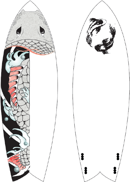 Combo Koi-01 - Surfboard (612x792), Png Download