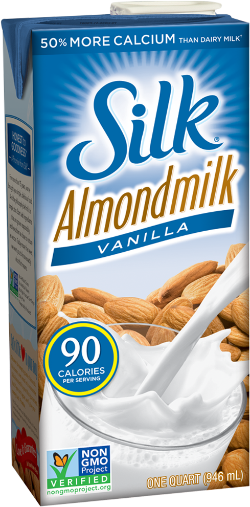 View Larger - Silk Almond Milk 90 Calories (496x1130), Png Download