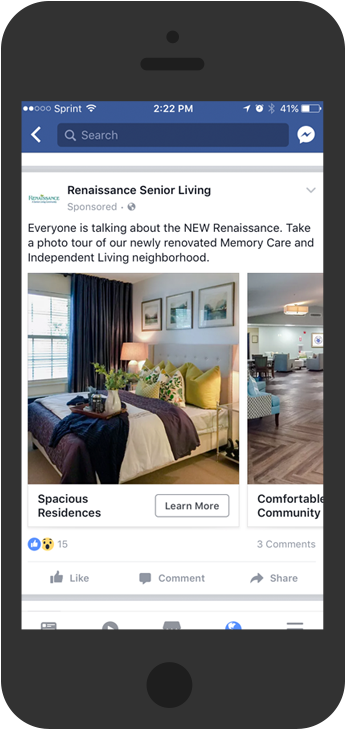 Facebook Advertising Example - Iphone (470x728), Png Download