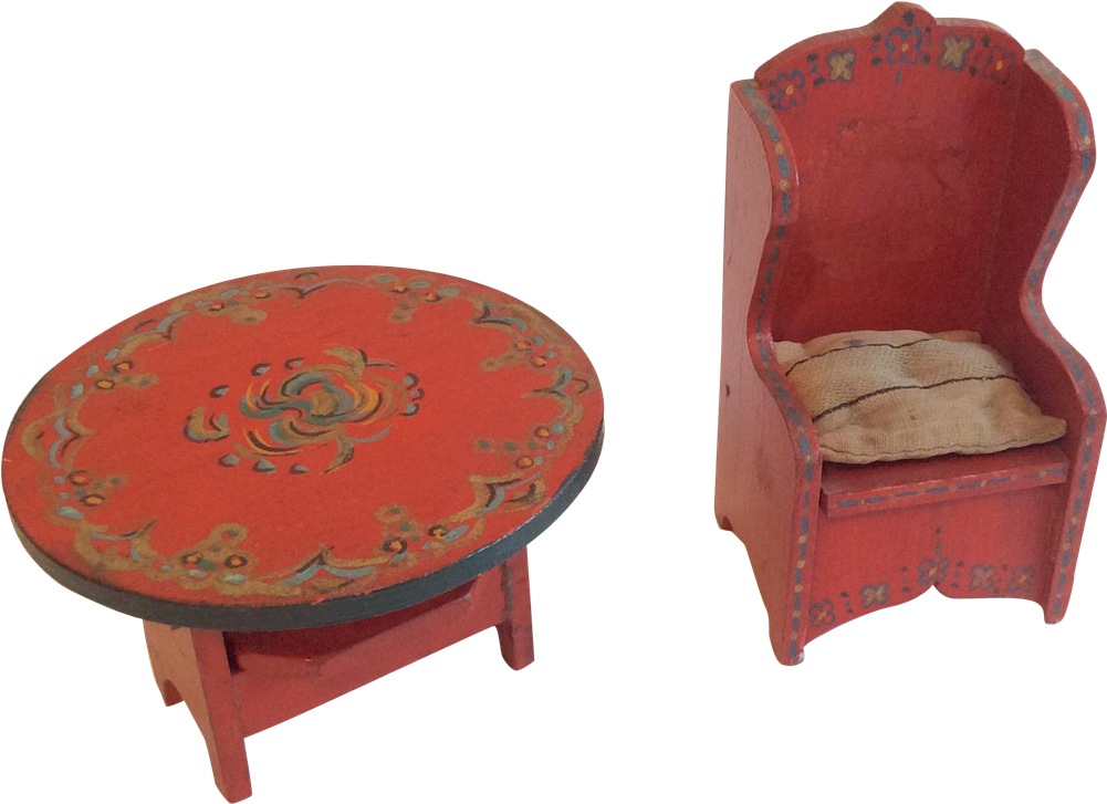 Doll Table And Chairs Fresh 2 Painted Wood Antique - Coffee Table (1000x1000), Png Download